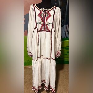 Free People Sweet Escape Long Sleeve Embroidered Midi
